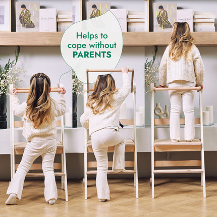 Folding Growing Chair – Montessori Step Stool with Safety Rails for Toddlers – Graphite