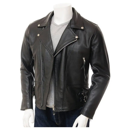 Men’s Real Leather Moto Biker Jacket