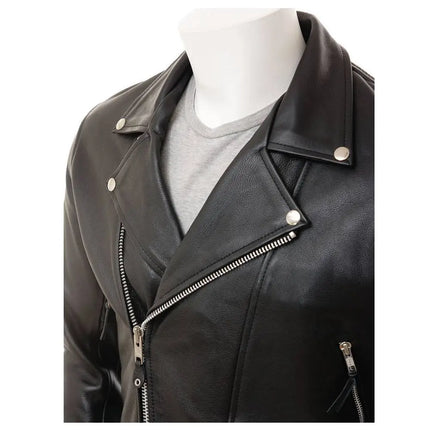 Men’s Real Leather Moto Biker Jacket