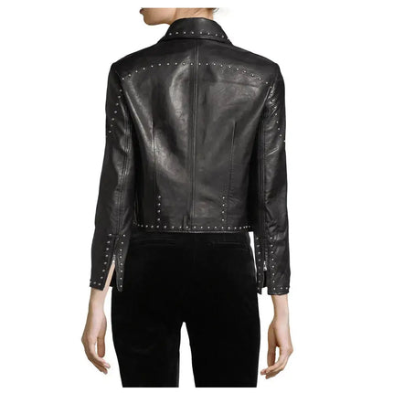Women’s Army Studded Leather Biker Jacket
